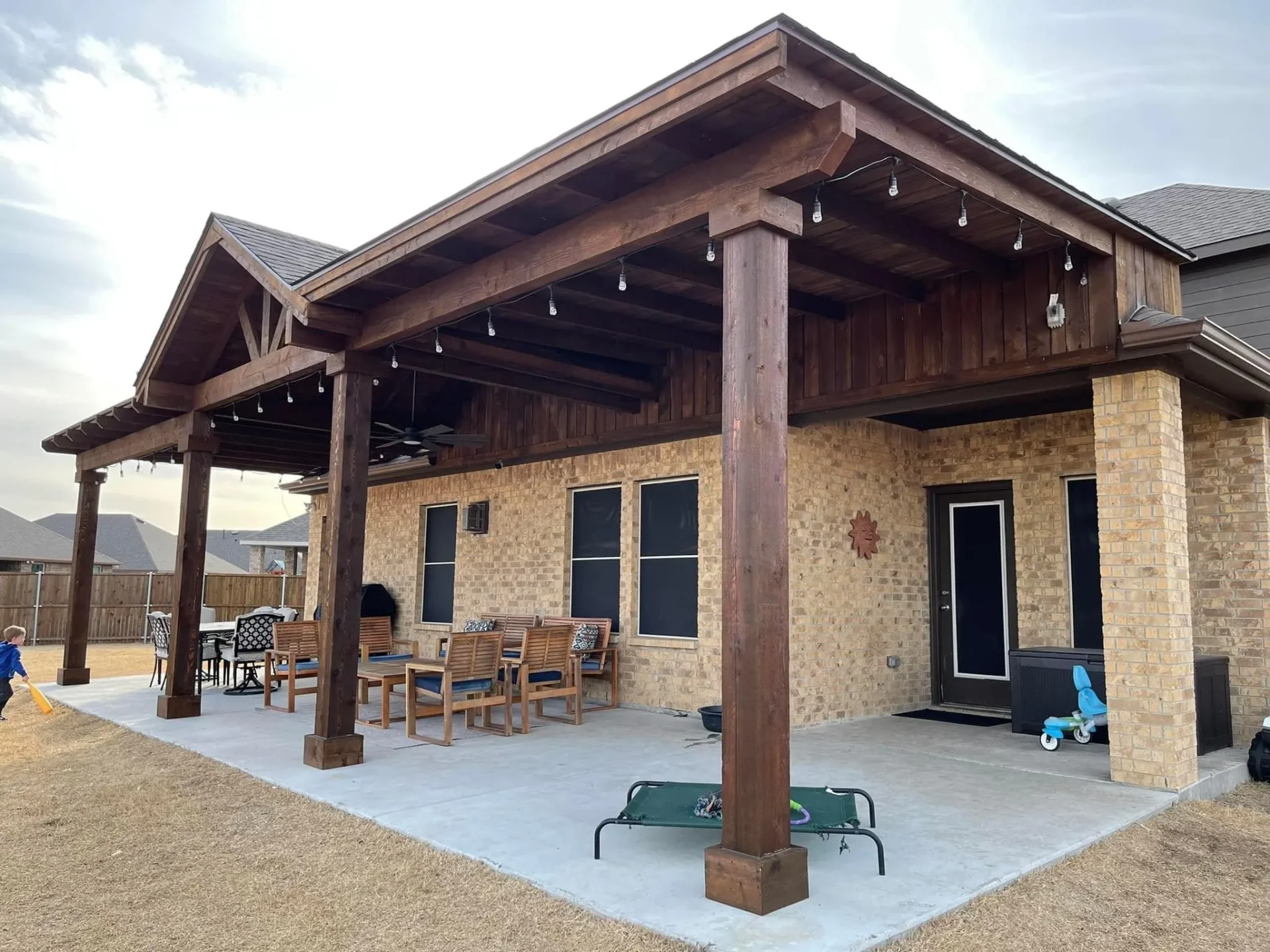 Custom outdoor living patio built by NuGen Contractors